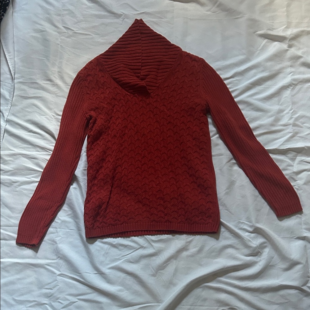 Studio Works Women's Light Red Cowl Neck Sweater
